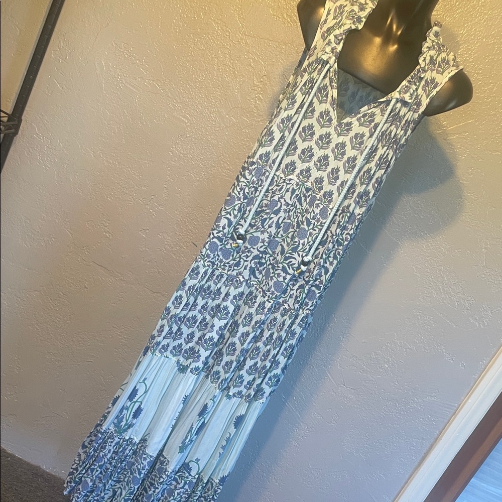 Chelsea & Theodore Blue and White Floral Maxi Dress
